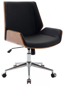 Kancelářská židle Zwolle ~ koženka, dřevo ořech - Černá