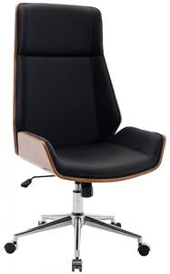 Kancelářská židle Breda ~ koženka, dřevo ořech - Černá