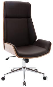 Kancelářská židle Breda ~ koženka, dřevo ořech - Hnědá