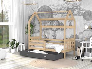 BabyBeds Dětská postel domeček se zábranou a úložným prostorem borovice Velikost postele: 160x80 cm, Barva šuplíku: Bílá