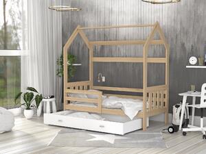 BabyBeds Dětská postel domeček se zábranou a úložným prostorem borovice Velikost postele: 190x80 cm, Barva šuplíku: Grafit