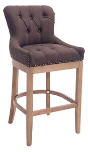 Barová židle Buckingham látka, dřevěné nohy světlá antik - Hnědá
