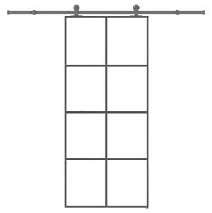 Posuvné dveře s kováním 90x205 cm ESG sklo a hliník 3332895