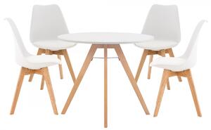 Jídelní souprava židlí a stolu Livik (SET 4+1), bílá