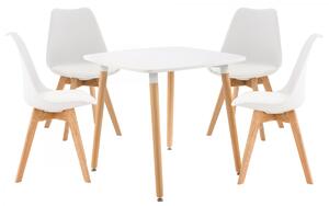 Jídelní souprava židlí a stolu Liborg (SET 4+1), bílá