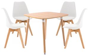 Jídelní souprava židlí a stolu Liborg (SET 4+1), natura/bílá