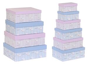 13493 Sada stohovatelných organizačních krabic DKD Home Decor Modrý Růžový Karton (43,5 x 33,5 x 15,5 cm)