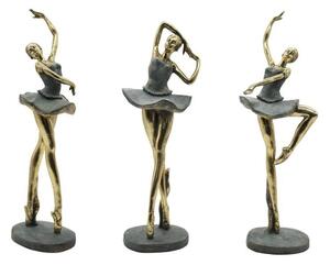 Dekorativní postava Home ESPRIT Šedý Zlatá Tanečnice baletu 15 x 10 x 43 cm (3 kusů)