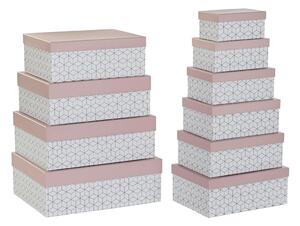 13493 Sada stohovatelných organizačních krabic DKD Home Decor Zlatá Bílý Světle Růžová Karton (43,5 x 33,5 x 15,5 cm)