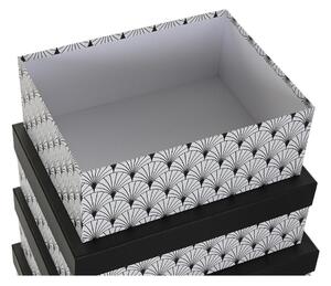 Sada stohovatelných organizačních krabic DKD Home Decor Černý Bílý Karton