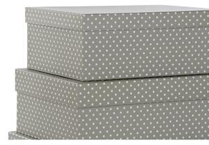 Sada stohovatelných organizačních krabic DKD Home Decor Puntíky Šedý Bílý Karton (43,5 x 33,5 x 15,5 cm)