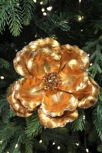 Měděná lesklá magnolie na kolíčku 14cm