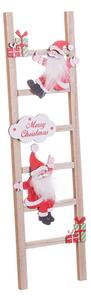 BigBuy Christmas Vánoční ozdoba Vícebarevný Dřevo Žebřík Děda mráz 12 x 1,8 x 42 cm