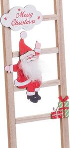 BigBuy Christmas Vánoční ozdoba Vícebarevný Dřevo Žebřík Děda mráz 12 x 1,8 x 42 cm