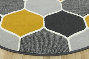 Kulatý koberec LUNA 503833/89925 šedý hořčicový Rozměr: průměr 140 cm