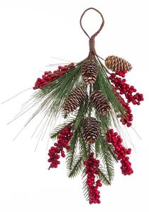 BigBuy Christmas Dveřní panty Vánoce Červený Zelená Přírodní Plastické Ananasy 42 cm