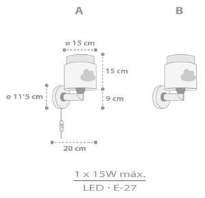 Dalber 76019E - Dětské nástěnné svítidlo BABY DREAMS 1xE27/15W/230V šedá