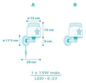 Dalber 76019T - Dětské nástěnné svítidlo BABY DREAMS 1xE27/15W/230V modrá
