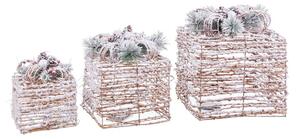 BigBuy Christmas Vánoční ozdoba Přírodní Kov Plastické Vlákno Dárková sada 25 x 25 x 36 cm (3 kusů)