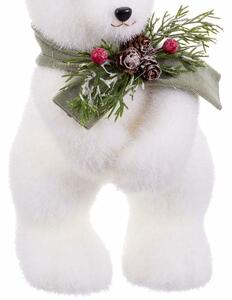 BigBuy Christmas Vánoční ozdoba Bílý Vícebarevný Plastické Polyfoam materiál Medvěd 13 x 15 x 30 cm