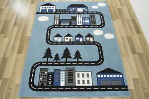 Dětský kusový koberec LUNA KIDS 534451/94922 Uličky Město Cesta modrý Rozměr: 120x170 cm