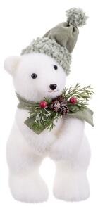 2249 Vánoční ozdoba Bílý Vícebarevný Plastické Polyfoam materiál Medvěd 13 x 15 x 30 cm