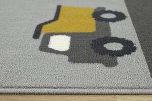 Balta Dětský kusový koberec LUNA KIDS 534458/89945 Bagr Nákladní auto Traktor šedý žlutý Rozměr: 100x150 cm