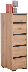 KOMODA, antracitová, barvy dubu, 40/120/48 cm Carryhome - Široké komody