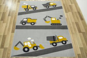 Balta Dětský kusový koberec LUNA KIDS 534458/89945 Bagr Nákladní auto Traktor šedý žlutý Rozměr: 120x170 cm