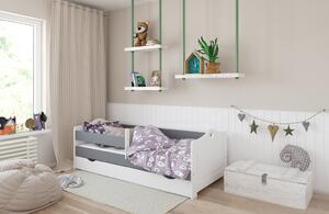 BabyBeds Dětská postel EMMA srdíčka Velikost postele: 180x80 cm, Barevné provedení: Šedá, Úložný prostor: Ne, bez úložného prostoru