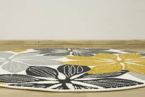 Balta Kulatý koberec LUNA 501619/89935 Květy krémový žlutý Rozměr: průměr 120 cm