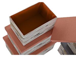 Sada stohovatelných organizačních krabic DKD Home Decor Kaštanová Šedý Oranžový 40 x 30 x 20 cm