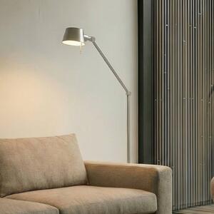 Lucande stojací lampa Silka, 173 cm, saténový nikl, nastavitelná, Hliník / šedá / zinek, Pracovna / kancelář, kov, Moderní