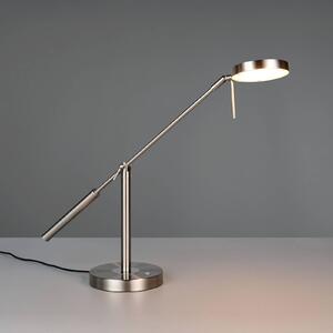 Trio Lighting LED stolní lampa Monza, niklová barva, výška 52 cm, kov, stmívatelný, Hliník / šedá / zinek, Pracovna / kancelář, kov, Moderní
