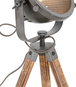 Průmyslová stolní lampa stativ ocelový s naklápěcím dřevem - Emado