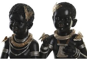 Dekorativní postava DKD Home Decor 20,5 x 18 x 35 cm Černý Koloniální styl Afričanka (2 kusů)