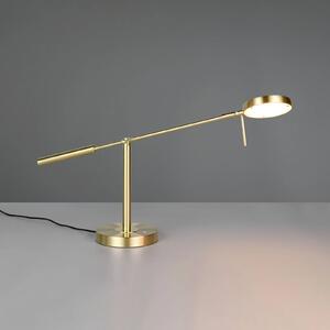 Trio Lighting LED stolní lampa Monza, mosazná barva, výška 52 cm, kov, stmívatelný, Mosaz / zlato, Pracovna / kancelář, kov, Moderní