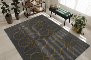 Makro Abra Kusový koberec EMERALD 1010 Luxusní kruhy šedý zlatý Rozměr: 80x150 cm