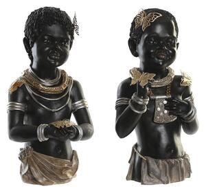 Dekorativní postava DKD Home Decor 20,5 x 18 x 35 cm Černý Koloniální styl Afričanka (2 kusů)