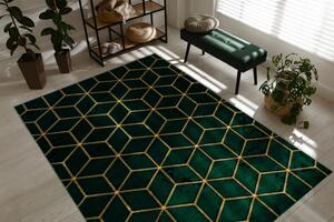Makro Abra Kusový koberec EMERALD 1014 Luxusní geometrický 3D zelený zlatý Rozměr: 140x190 cm
