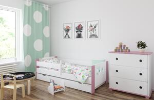 BabyBeds Dětská postel LEON kolečka Velikost postele: 160x80 cm, Barevné provedení: Bílá, Úložný prostor: Ano, s úložným prostorem