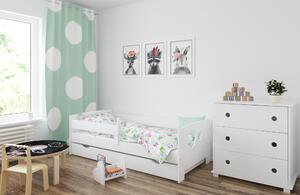 BabyBeds Dětská postel LEON kolečka Velikost postele: 180x80 cm, Barevné provedení: Bílá, Úložný prostor: Ano, s úložným prostorem