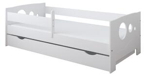 BabyBeds Dětská postel LEON kolečka Velikost postele: 180x80 cm, Barevné provedení: Bílá, Úložný prostor: Ano, s úložným prostorem