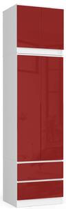 Šatníková skříň ALDA60, bílá / červený lesk