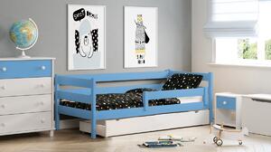 Dětská dřevěná postel Ola II 160 x 80 cm Modrá Bílá Jedna zásuvka Bez zábrany