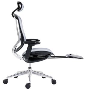 Kancelářská ergonomická židle Antares BAT NET PDH + FOOTREST — šedá, nosnost 130 kg