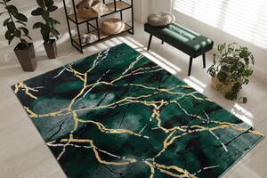 Makro Abra Kusový koberec EMERALD 1018 Luxusní mramor abstraktní zelený zlatý Rozměr: 140x190 cm