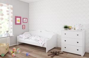 BabyBeds Dětská postel ZUZANA srdíčka Velikost postele: 180x80 cm, Barevné provedení: bílá a šedá, Úložný prostor: Ano, s úložným prostorem