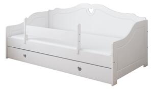 BabyBeds Dětská postel ZUZANA srdíčka 200x90 Barevné provedení: bílá a šedá, Úložný prostor: Ne, bez úložného prostoru