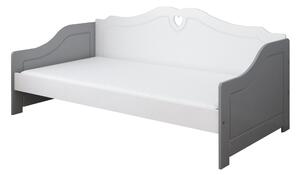 BabyBeds Dětská postel ZUZANA srdíčka 200x90 Barevné provedení: bílá a šedá, Úložný prostor: Ne, bez úložného prostoru
